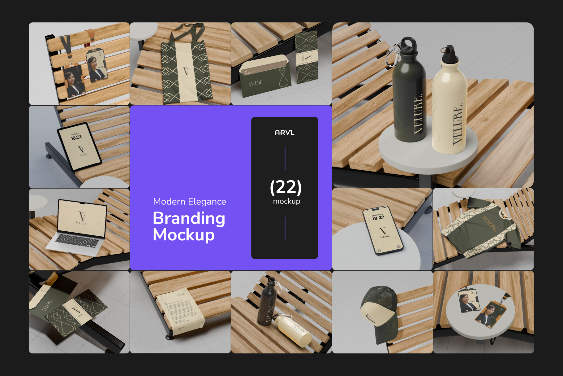 Velure — Modern Elegance Branding Kit Mockup