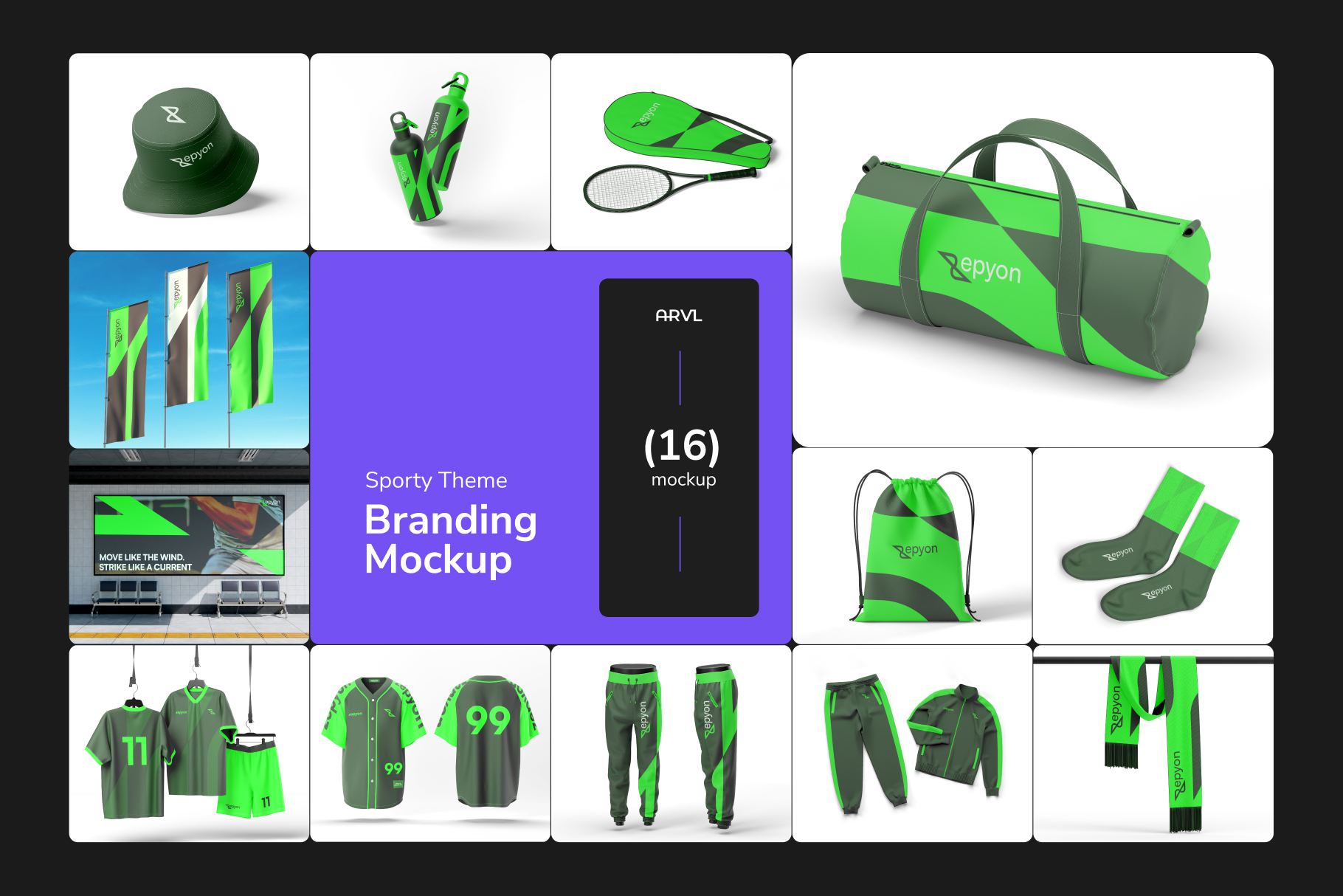 Zepyon — Sporty Branding Set Mockup