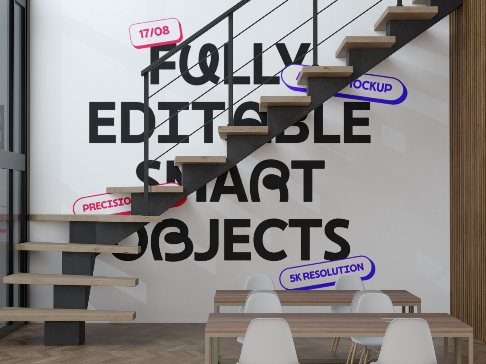 Wall Mural at Workspace V.2 Mockup