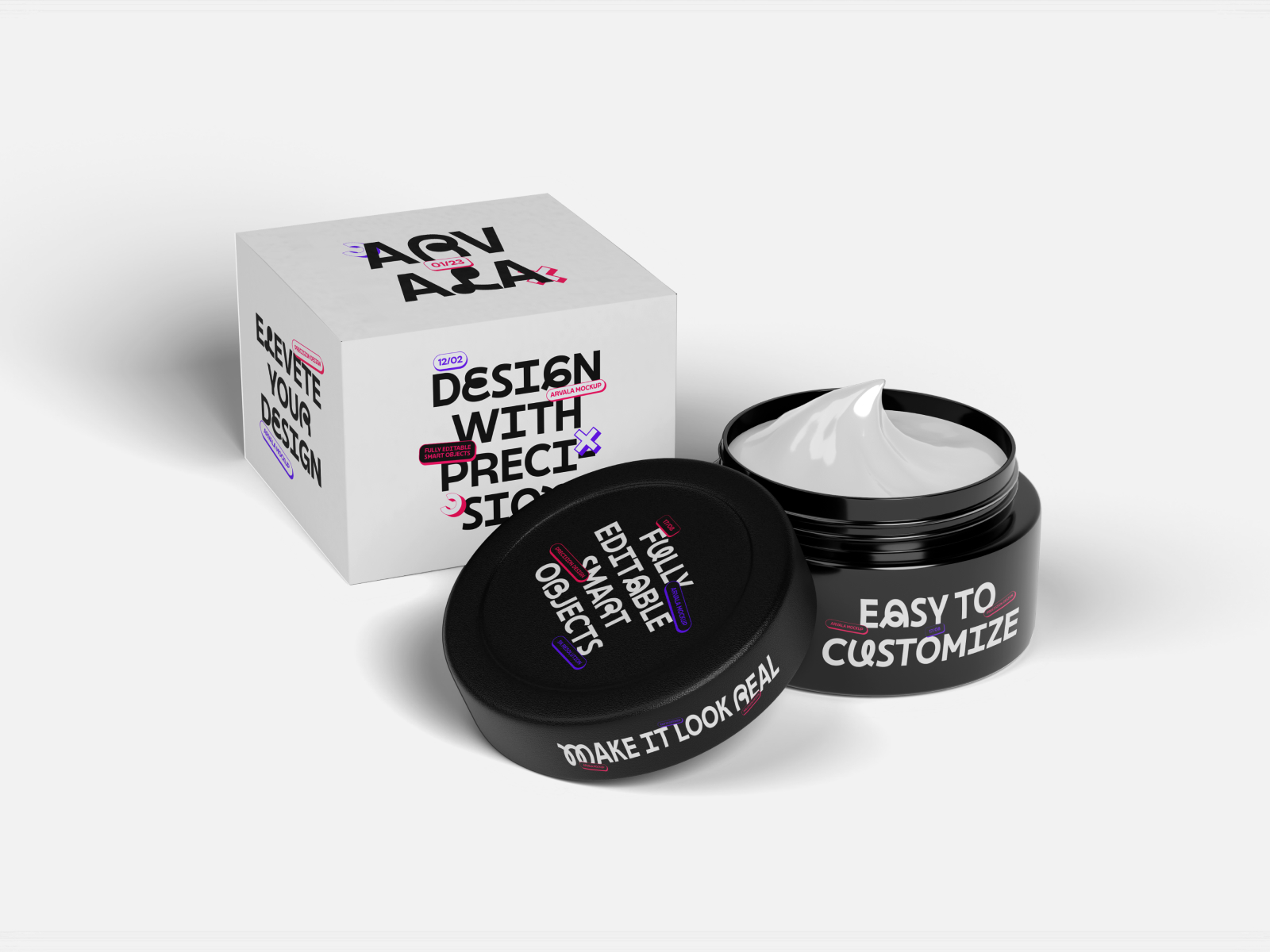 Cosmetic Cream Jar with Box Mockup