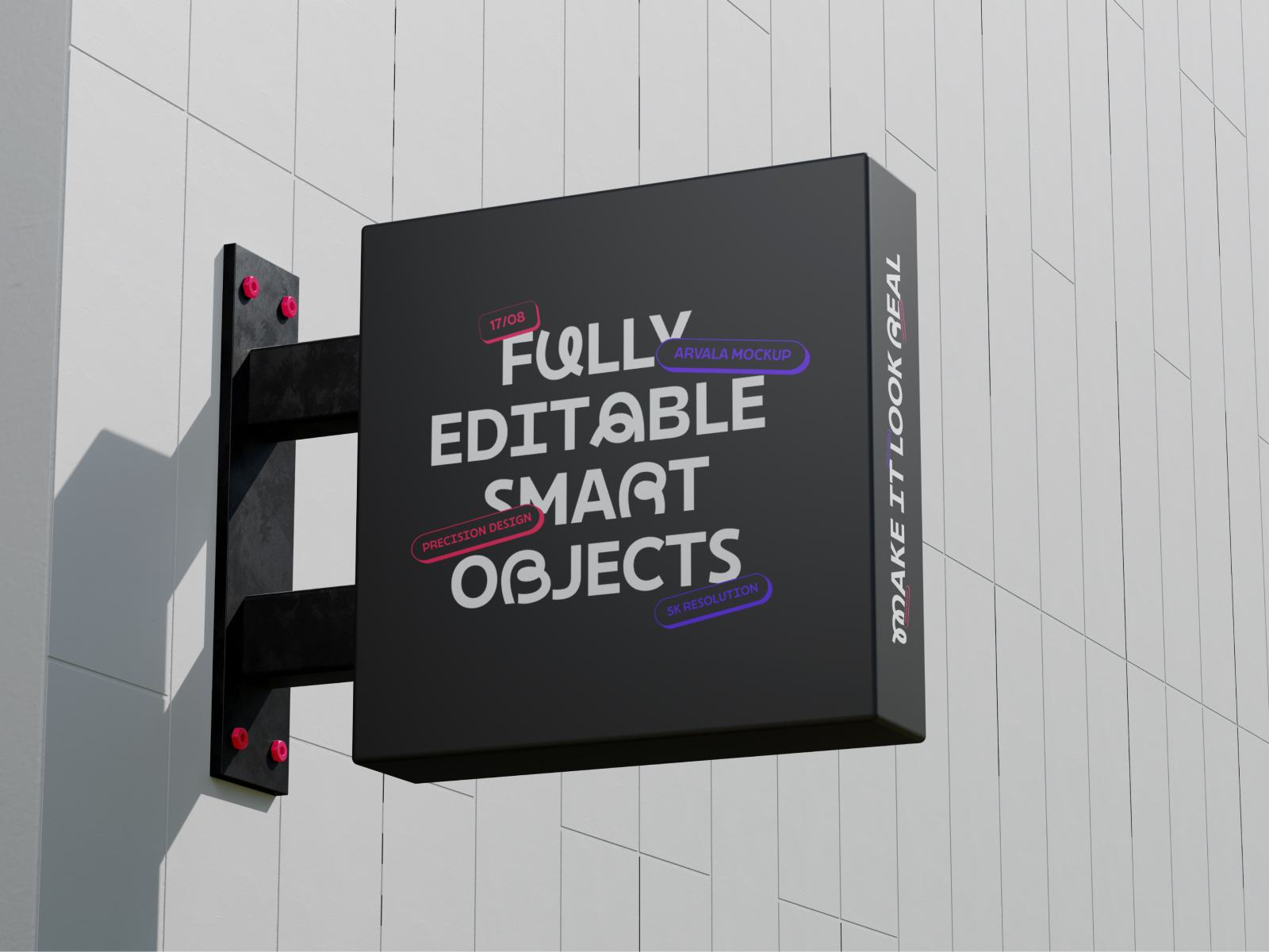 Sign Box Logo at Wall Building Mockup