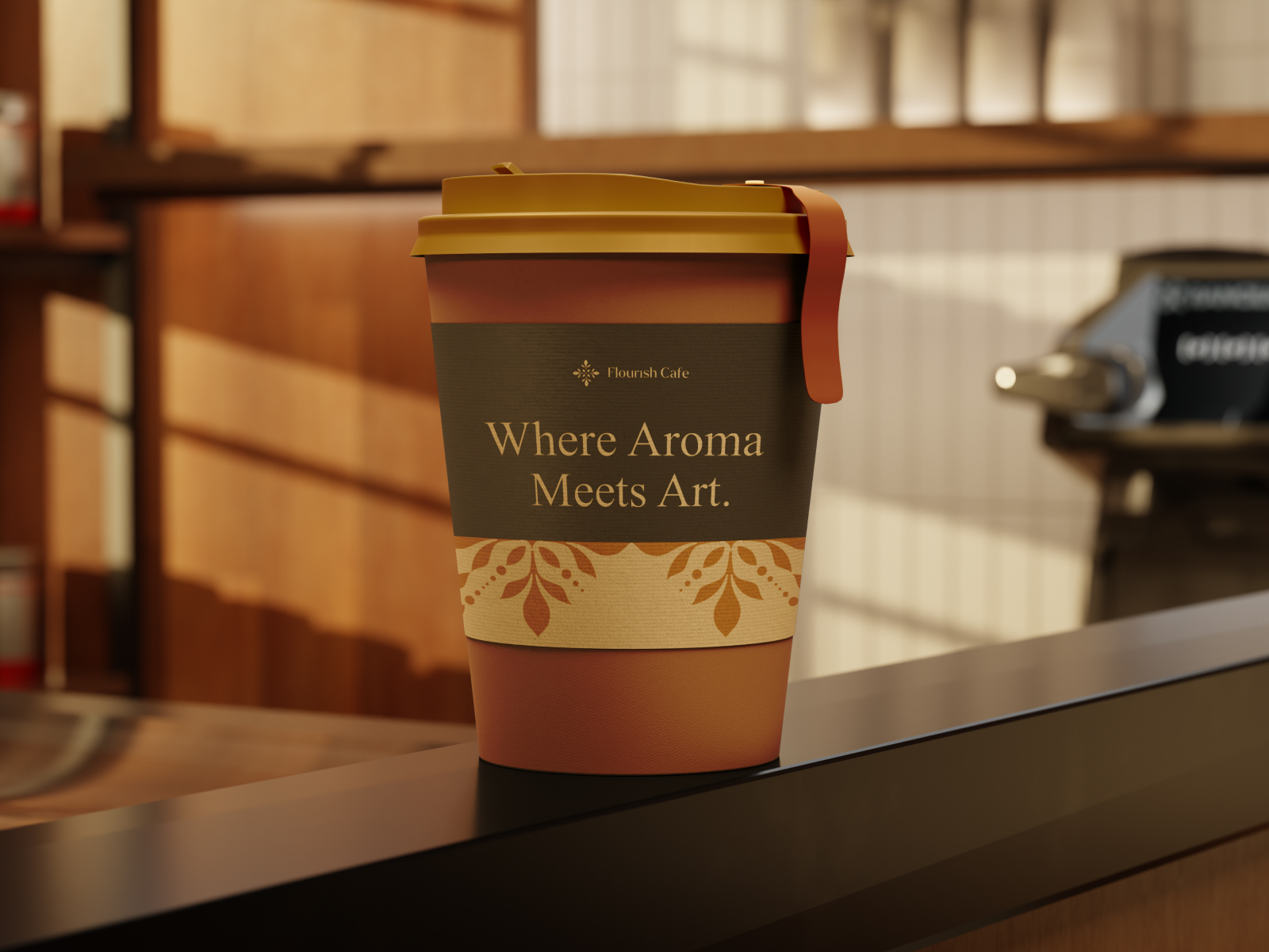 Paper Cup with Cover Tag Mockup