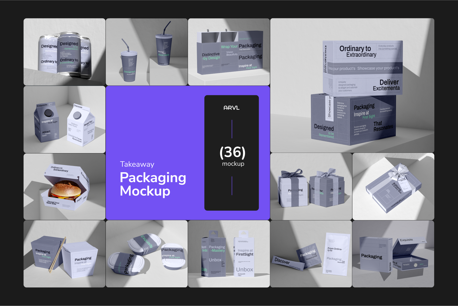 Product Packaging Set Mockup